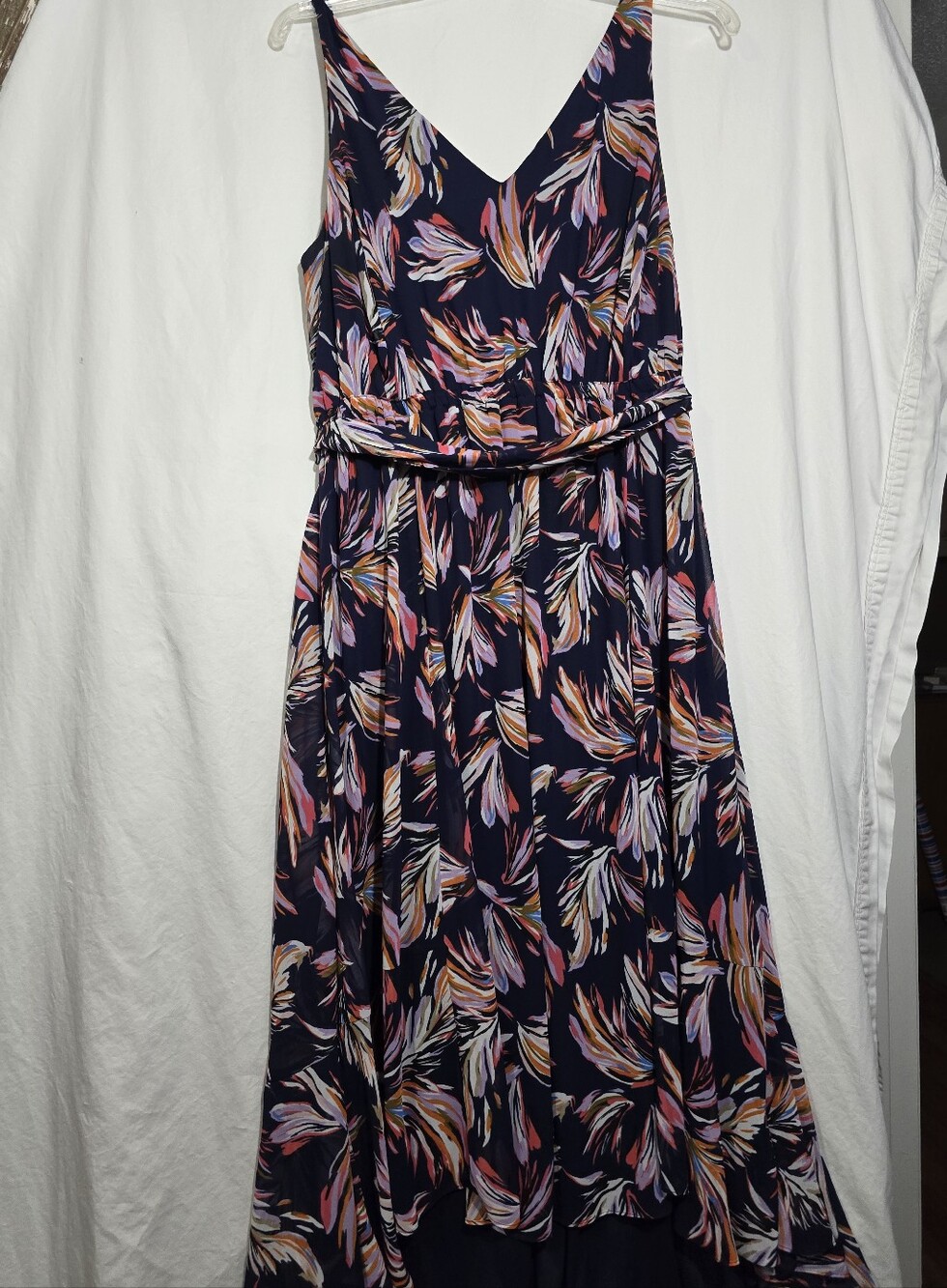 Lane Bryant Navy Maxi Dress with Pink and Cream Print